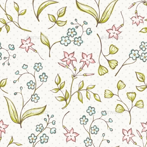 Beautiful Seamless Pattern with Forget-Me Not (Patterns)