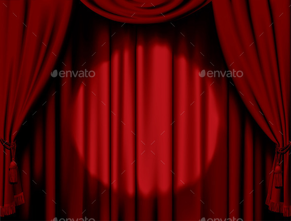 Illuminated Red Curtain (Backgrounds)