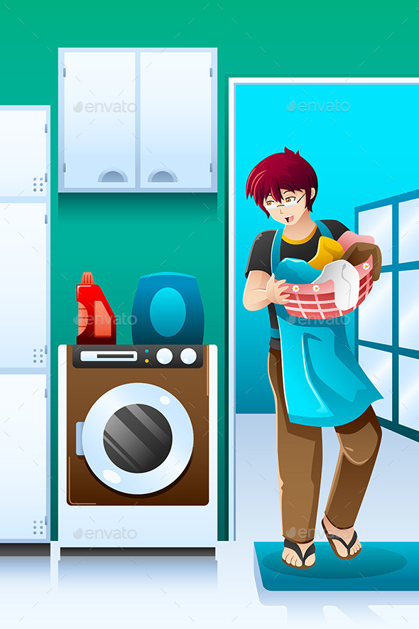 Man doing Laundry (People)