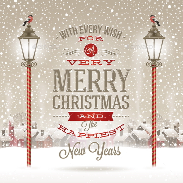 GraphicRiver Christmas Type Design with Vintage Street Lantern 8871450 GraphicRiver Christmas Type Design with Vintage Street Lantern 8871450