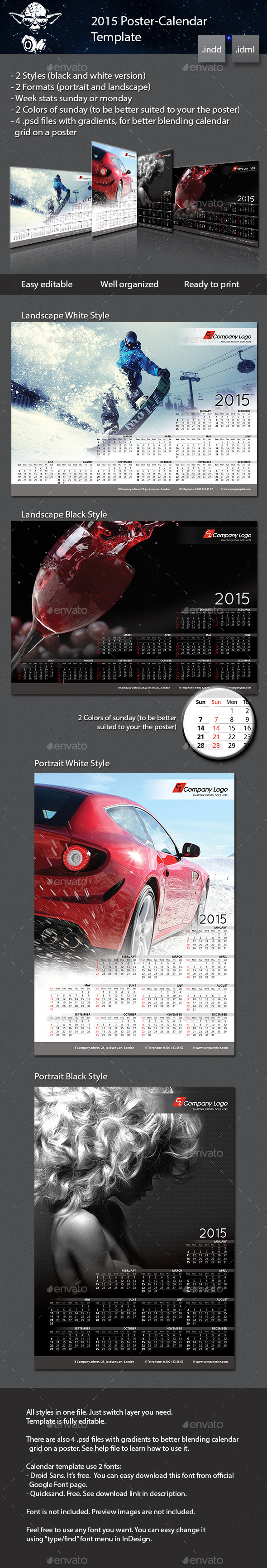 GraphicRiver 2015 Poster-Calendar template 8871563 GraphicRiver 2015 Poster-Calendar template 8871563