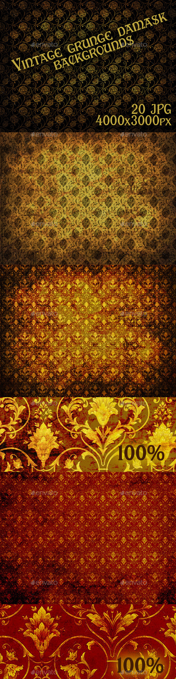GraphicRiver Vintage Grunge Damask Backgrounds 8873910 GraphicRiver Vintage Grunge Damask Backgrounds 8873910