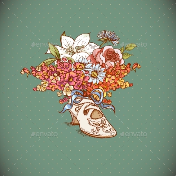 GraphicRiver Vintage Background with Flowers and Shoes 8874356 GraphicRiver Vintage Background with Flowers and Shoes 8874356