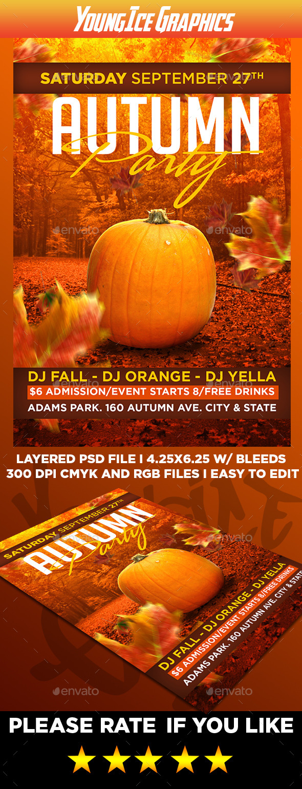 GraphicRiver Autumn Party Flyer Template 8876291 GraphicRiver Autumn Party Flyer Template 8876291