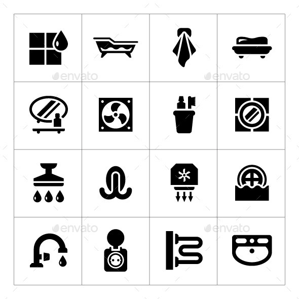 Set Icons of Bathroom (Man-made objects)