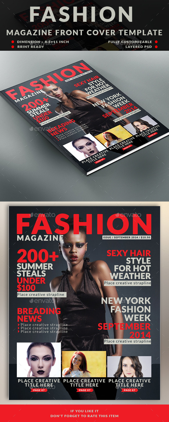 GraphicRiver Fashion Magazine Front Cover Template 8875747 GraphicRiver Fashion Magazine Front Cover Template 8875747