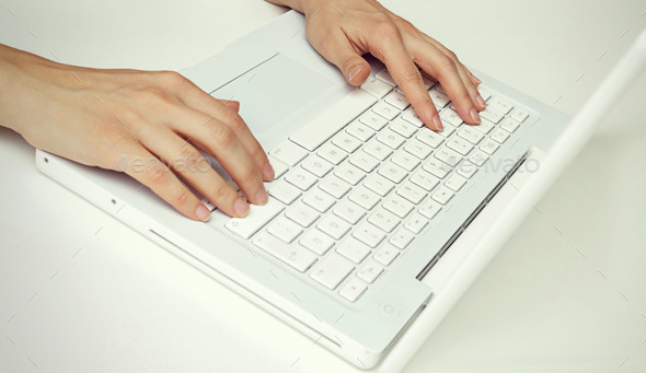 Human hands working on a laptop (Misc) Photo Download