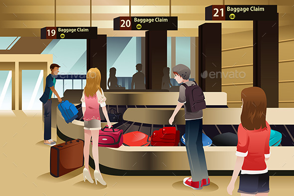 GraphicRiver Travelers Waiting for Their Baggage 8879431 GraphicRiver Travelers Waiting for Their Baggage 8879431
