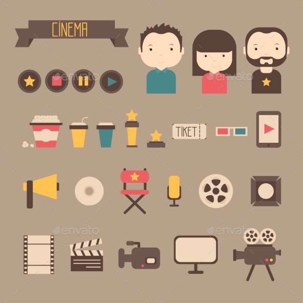 GraphicRiver Set of Movie Design Elements and Cinema Icons 8880691 GraphicRiver Set of Movie Design Elements and Cinema Icons 8880691