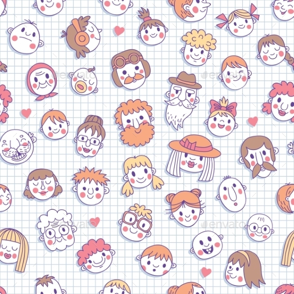 GraphicRiver Funny Cartoon Faces Seamless Pattern 8881234 GraphicRiver Funny Cartoon Faces Seamless Pattern 8881234