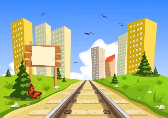 GraphicRiver Train Route into the City through the Landscape 8882704 GraphicRiver Train Route into the City through the Landscape 8882704