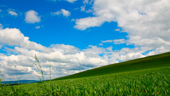 Hill With Grass Under Cloudy Sky Hill With Grass Under Cloudy Sky