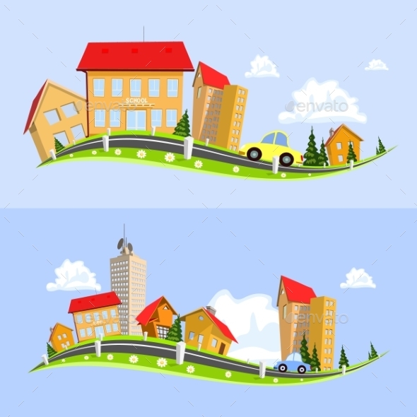 Urban Landscape Vector Illustration (Buildings)