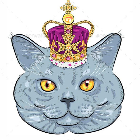 GraphicRiver British Cat in Gold Crown 8887517 GraphicRiver British Cat in Gold Crown 8887517