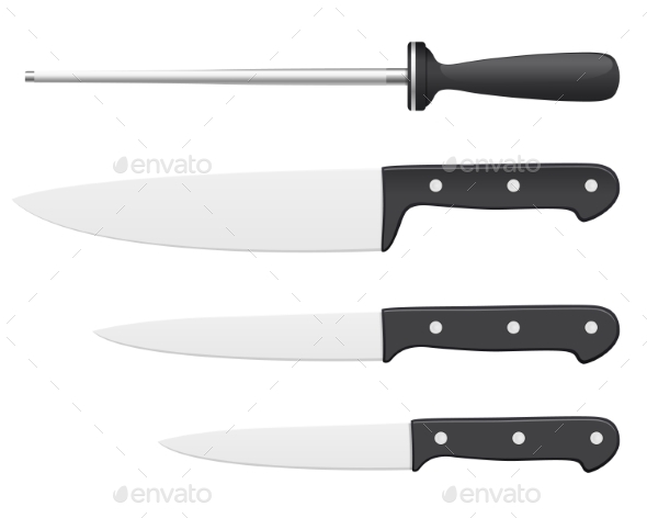 Set of Steel Kitchen Knives (Man-made objects)