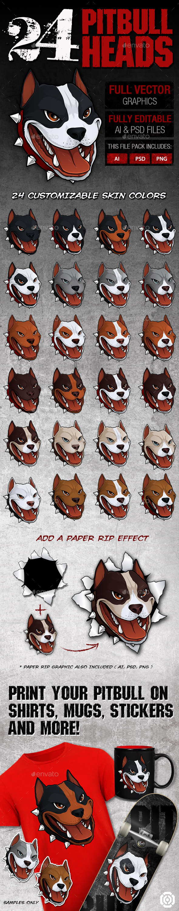 GraphicRiver 24 Pitbull Heads 8888910 GraphicRiver 24 Pitbull Heads 8888910