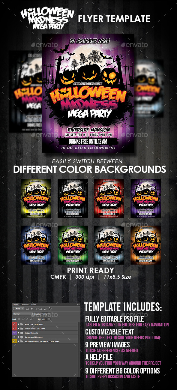 Halloween Madness Mega Party Flyer Template