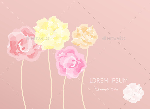 Flowers postcard on rose backgrouns (Misc) Photo Download