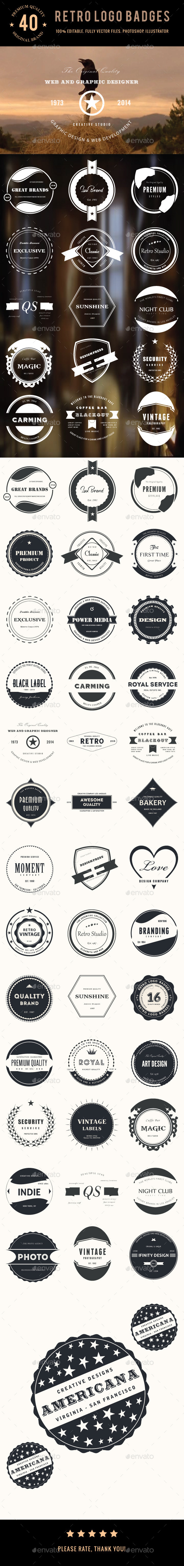 GraphicRiver Bundle 40 Retro Logo Badges 8888841 GraphicRiver Bundle 40 Retro Logo Badges 8888841