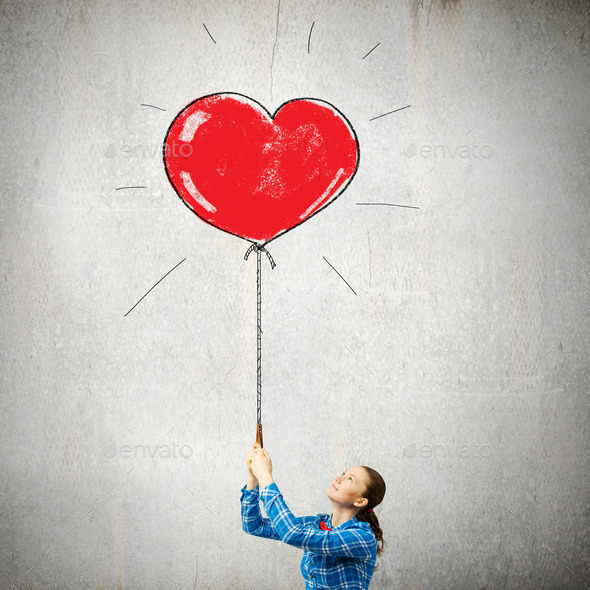 Woman with balloon (Misc) Photo Download