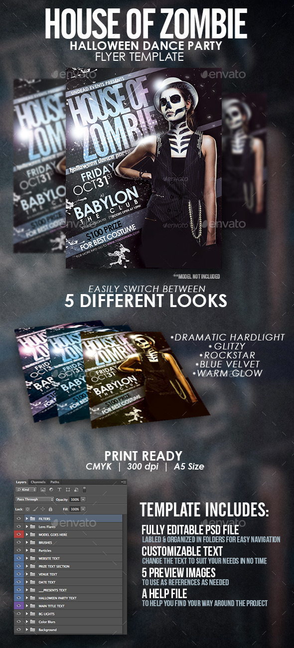 GraphicRiver House of Zombie Halloween Dance Party Flyer Template 8845871 GraphicRiver House of Zombie Halloween Dance Party Flyer Template 8845871