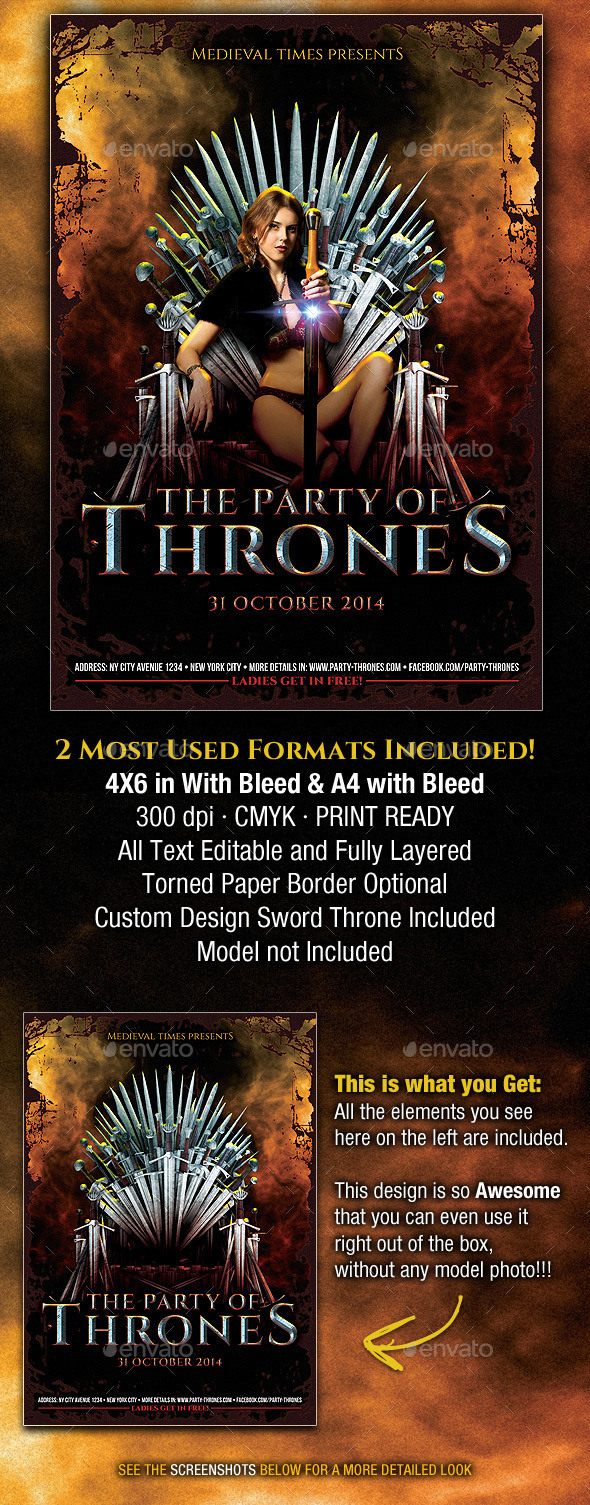 GraphicRiver The Party of Thrones Medieval Flyer 8899053 GraphicRiver The Party of Thrones Medieval Flyer 8899053