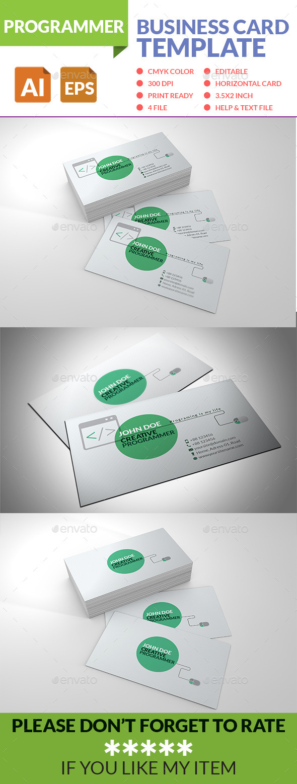GraphicRiver Programmer Business Card 8899125 GraphicRiver Programmer Business Card 8899125