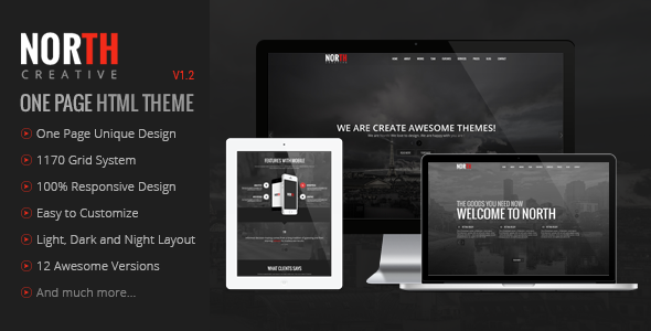 North - One Page Parallax Theme - Creative Site Templates