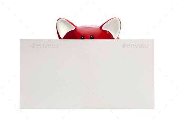 Piggy bank with blank note (Misc) Photo Download