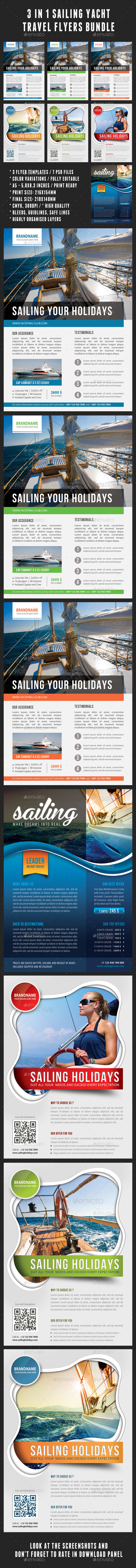 GraphicRiver 3 in 1 Sailing Yacht Travel Flyers Bundle 8906600 GraphicRiver 3 in 1 Sailing Yacht Travel Flyers Bundle 8906600