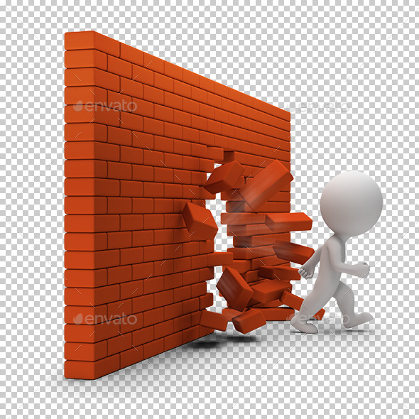 GraphicRiver 3D Small People Through a Brick Wall 8907156 GraphicRiver 3D Small People Through a Brick Wall 8907156