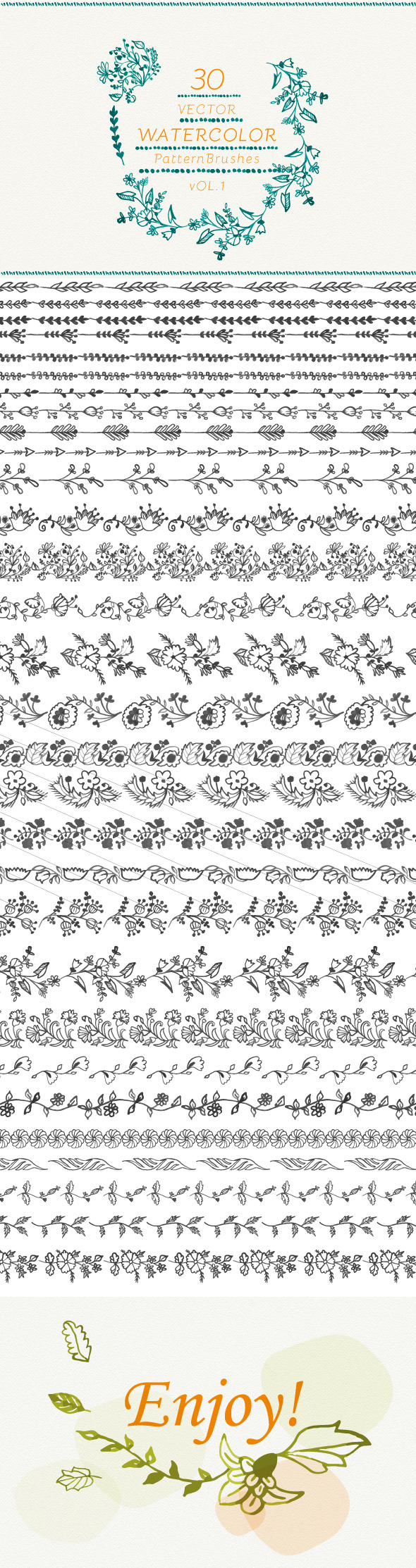 GraphicRiver Watercolor vector pattern brushes 8896513 GraphicRiver Watercolor vector pattern brushes 8896513