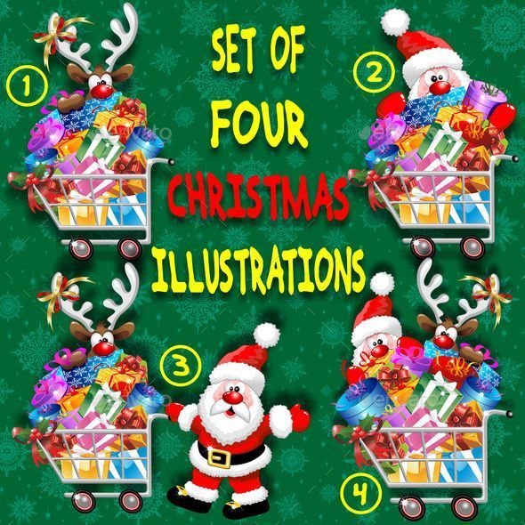 GraphicRiver Santa and Reindeer Cartoon with Christmas Shopping 8910728 GraphicRiver Santa and Reindeer Cartoon with Christmas Shopping 8910728