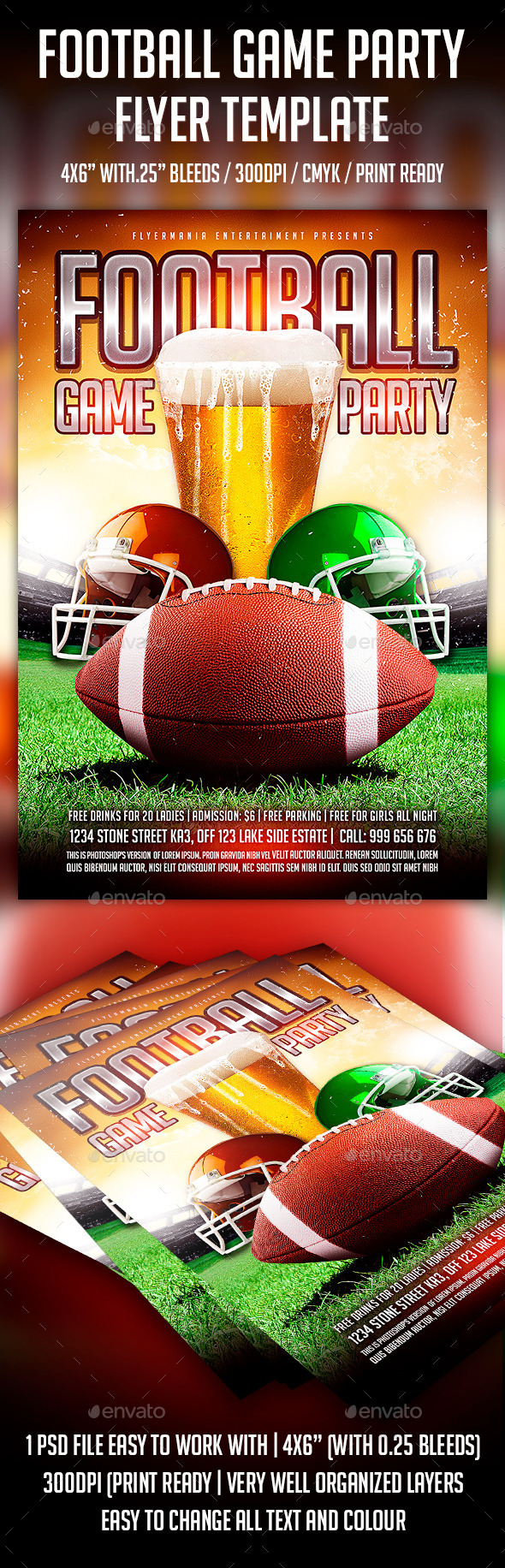 GraphicRiver Football Game Party Flyer Template 8910775 GraphicRiver Football Game Party Flyer Template 8910775