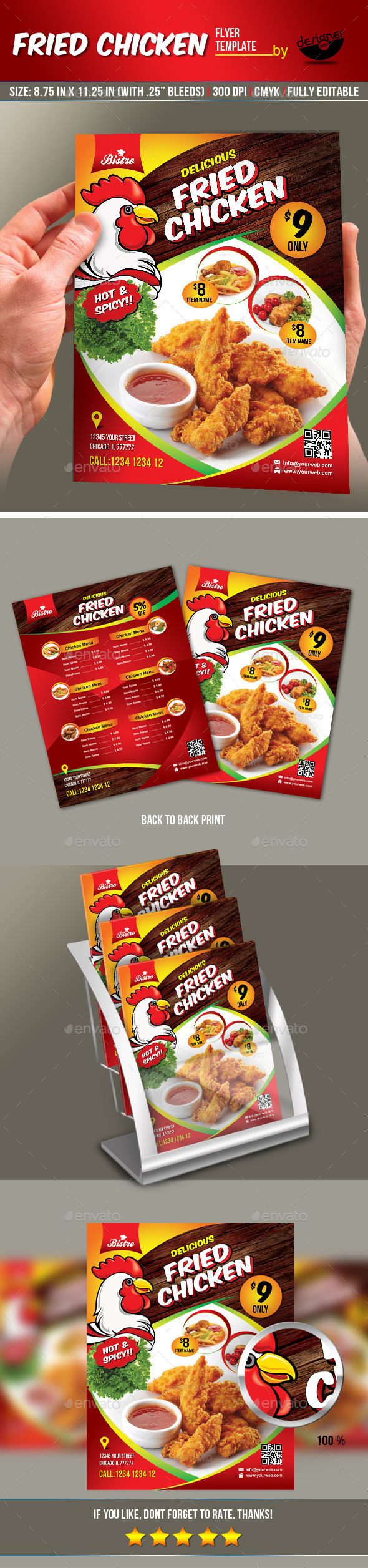 GraphicRiver Fried Chicken Flyer & Manu Card 8913175 GraphicRiver Fried Chicken Flyer & Manu Card 8913175