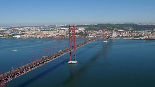 Top View on the 25 de Abril Bridge in Lisbon 848 Top View on the 25 de Abril Bridge in Lisbon 848