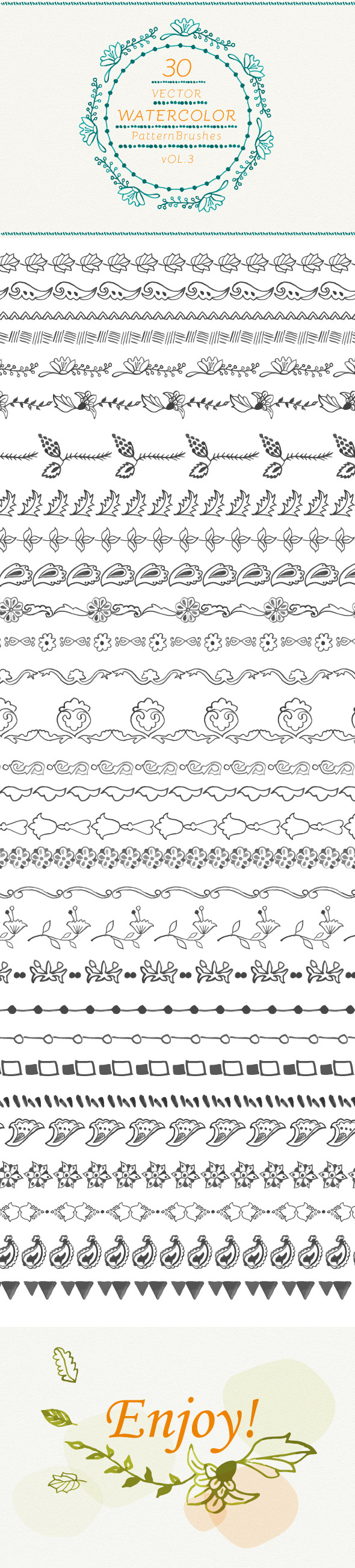 GraphicRiver Watercolor Vector Pattern Brushes Vol.3 8909183 GraphicRiver Watercolor Vector Pattern Brushes Vol.3 8909183