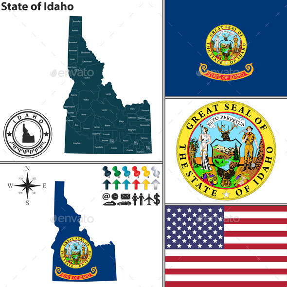 Map of State Idaho, USA (Travel)