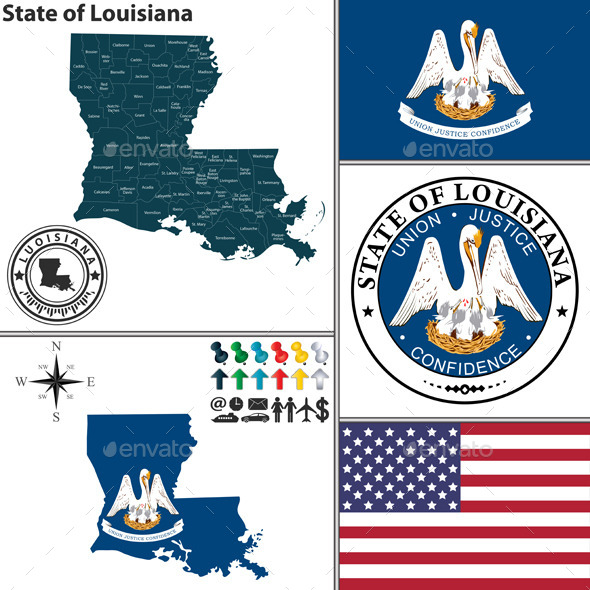 Map of State Louisiana, USA (Travel)