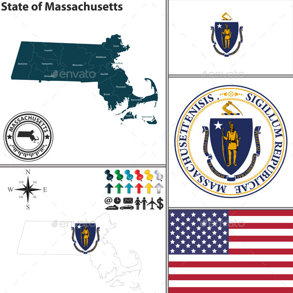 Map of State Massachusetts, USA (Travel)