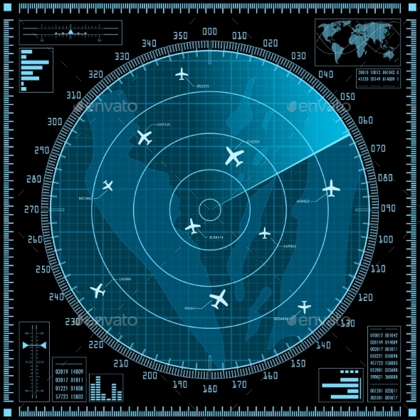 GraphicRiver Blue Radar Screen with Planes 8918953 GraphicRiver Blue Radar Screen with Planes 8918953