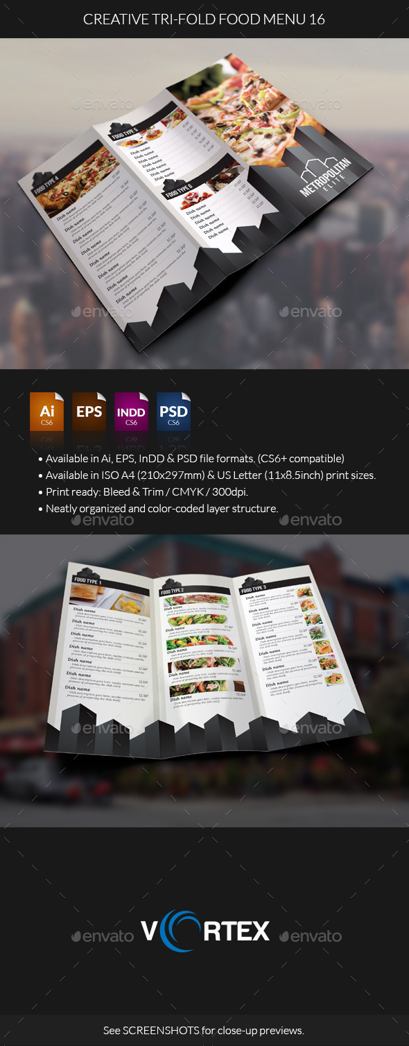 Creative Tri-Fold Food Menu 16 (Food Menus)