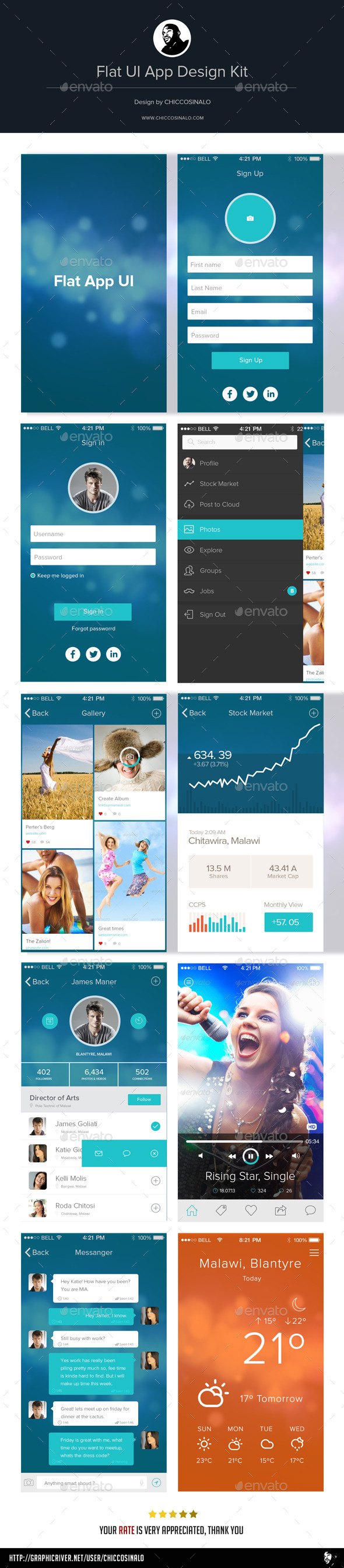 Flat App UI Design Kit Flat App UI Design Kit
