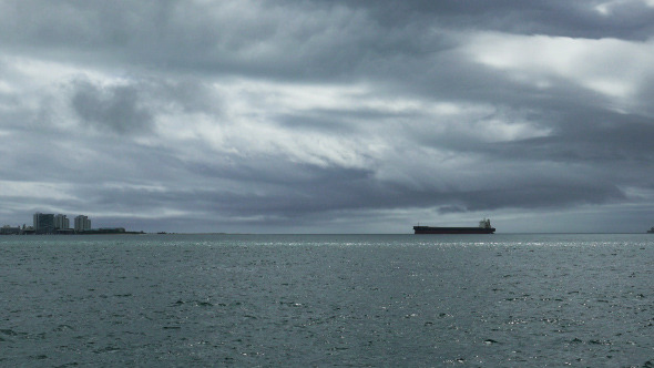 Cargo Ship Passes by the Town 925 Cargo Ship Passes by the Town 925