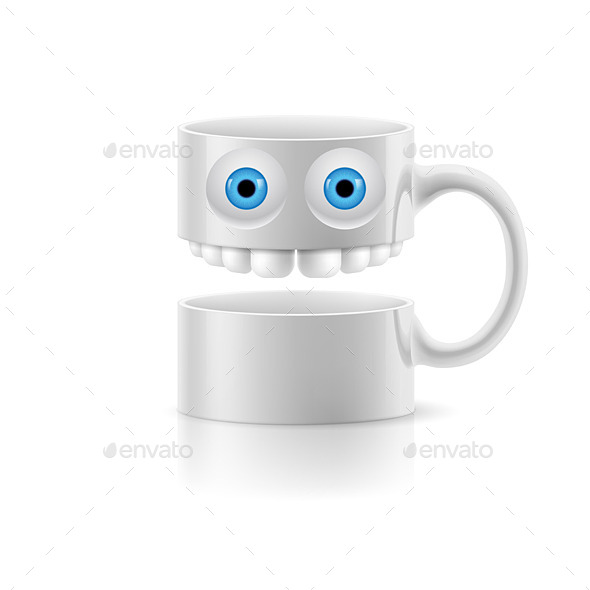 GraphicRiver White Mug of Two Parts with Two Eyes and Teeth 8925985 GraphicRiver White Mug of Two Parts with Two Eyes and Teeth 8925985