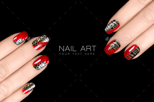 Leopard and Tiger Nail Art. Nail Polish Stickers with Animal Pri