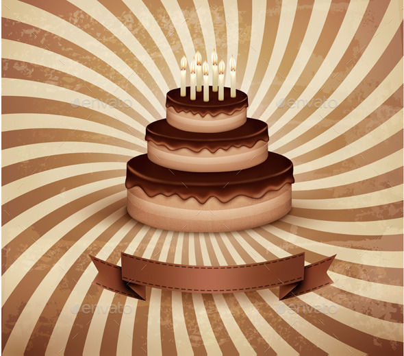 GraphicRiver Retro Background with Birthday Chocolate Cake 8927509 GraphicRiver Retro Background with Birthday Chocolate Cake 8927509
