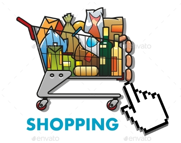 GraphicRiver Shopping Cart with Groceries 8929149 GraphicRiver Shopping Cart with Groceries 8929149
