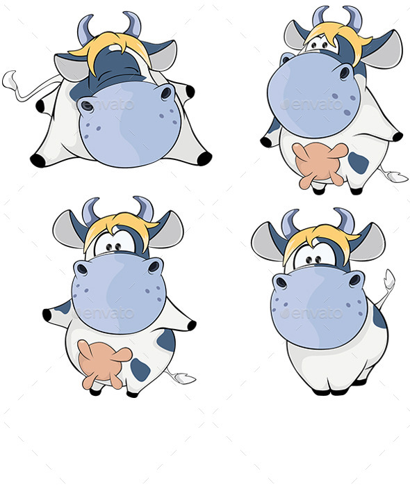 GraphicRiver Set of Cows Cartoon 8931210 GraphicRiver Set of Cows Cartoon 8931210