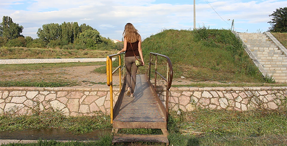Girl Crossing the Small Bridge 1 Girl Crossing the Small Bridge 1